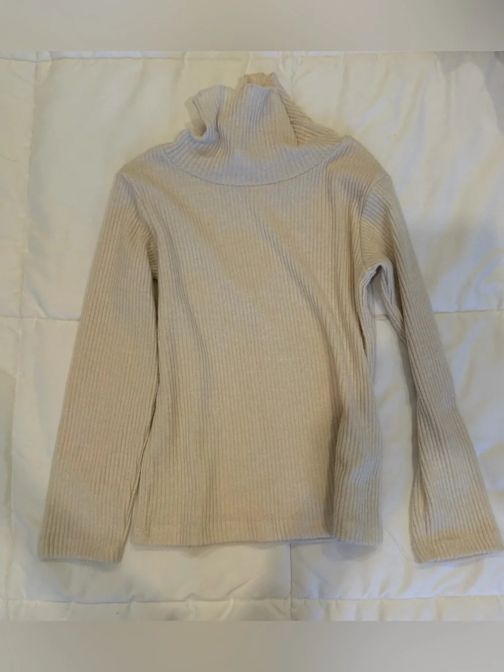 Zara Cream Ribbed Turtleneck Sweater